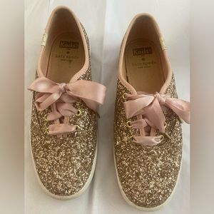 Kate Spade rose gold glitter for Keds sneakers sz 5